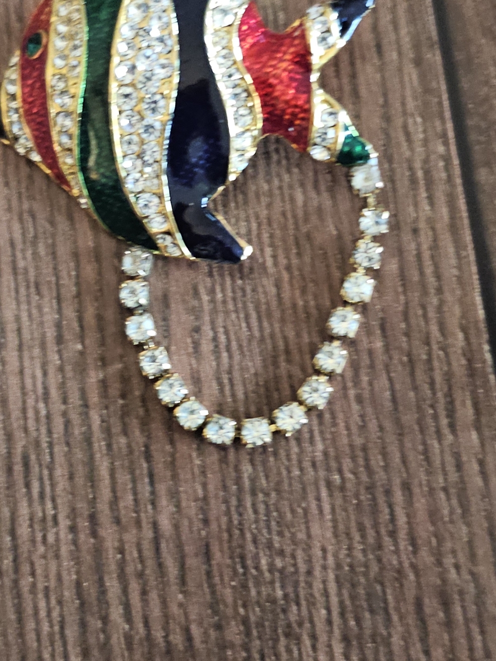 Multicolor Enamel Fish Brooch with Gold-Tone  Costume Jewelry